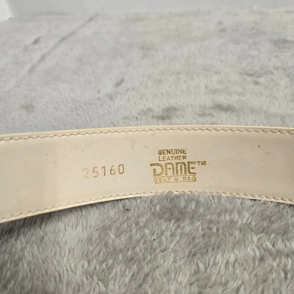 Dame Belt & Bag Cream Leather Vintage Mixed Metal Buckle Belt 25160 SM
